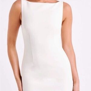 Meshki White Sheath Dress Sleeveless Bateau
